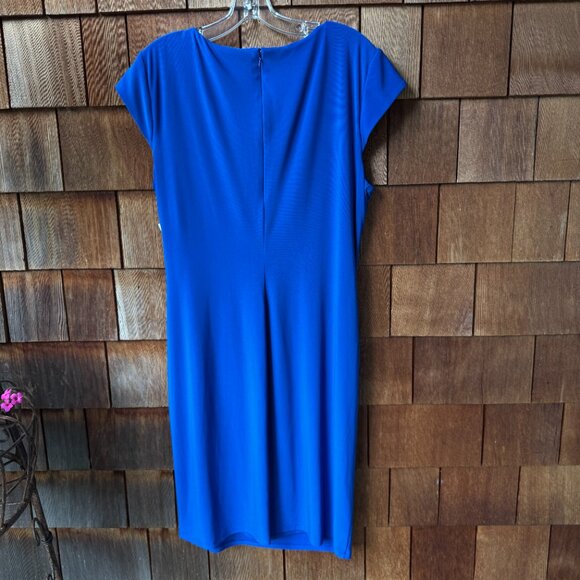 NWT Ralph Lauren Blue Ruched Side Cap Sleeve Dress in Women's 16 - Picture 6 of 10